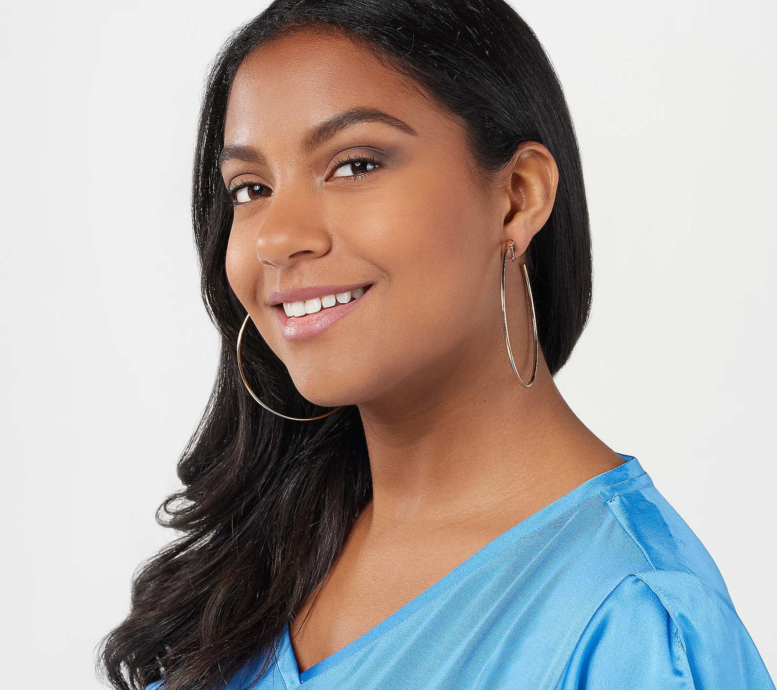 Vince Camuto 3" Clip-On Gold Tone Hoop Earrings