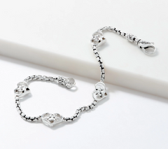 JAI Sterling Silver Symbols of Love "Paw"  Box Chain  Bracelet, 8"