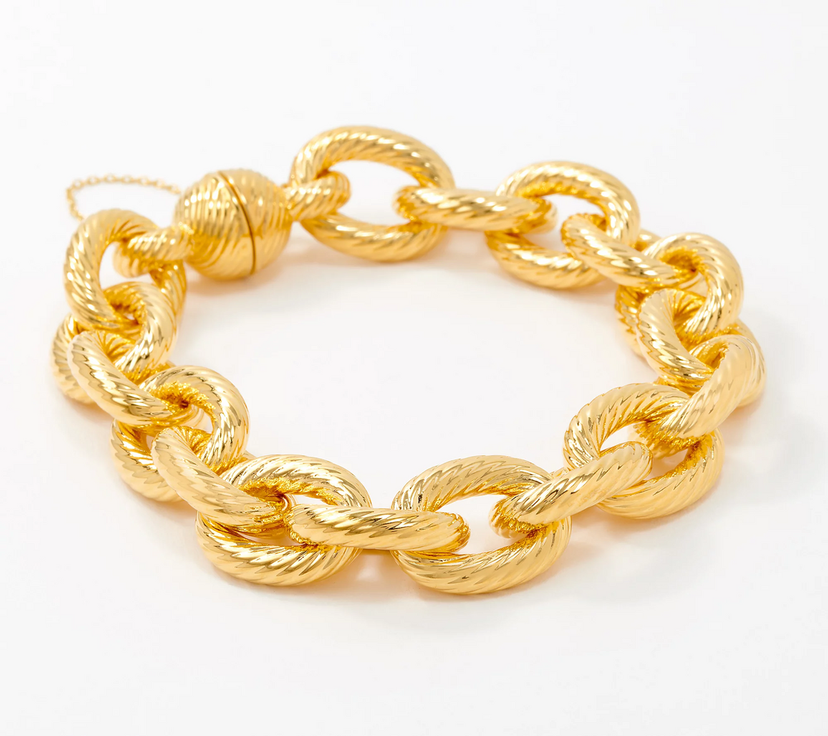 Oro Nuovo 14K Over Resin 8" Textured Cable Link Bracelet