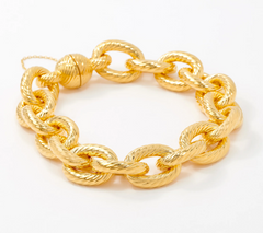 Oro Nuovo 14K Over Resin 8" Textured Cable Link Bracelet
