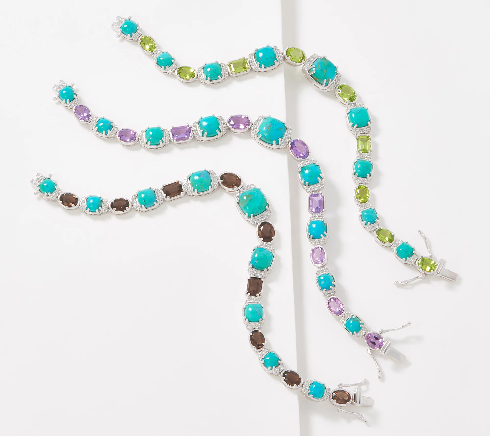 Generation Gem Sterling Silver Turquoise & Aemthyst Gemstone Bracelet