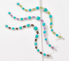 Generation Gem Sterling Silver Turquoise & Aemthyst Gemstone Bracelet