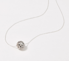 Lois Hill Sterling Silver Carved 10mm Bead Necklace