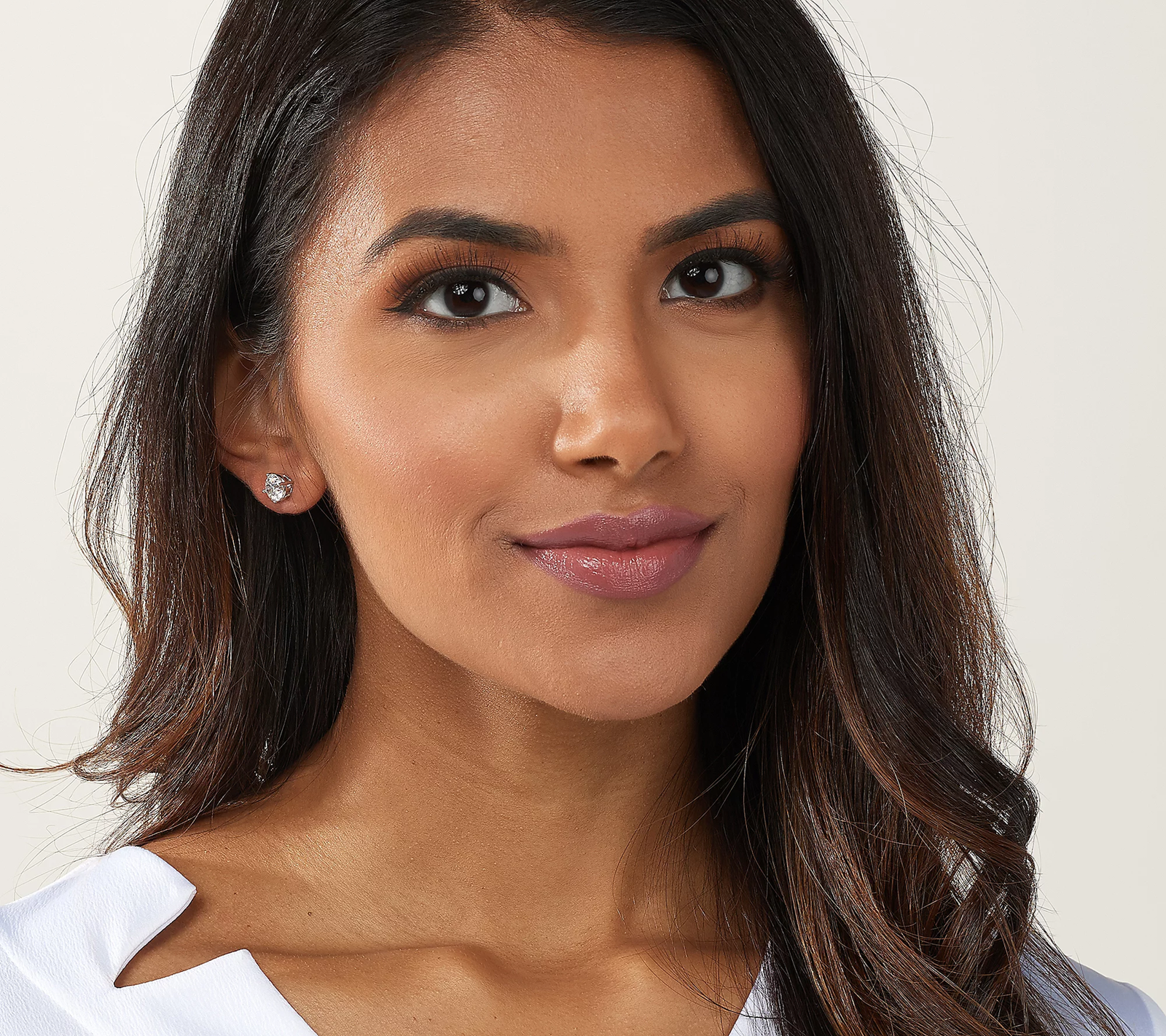 Diamonique  Sterling Silver Set of 5 100 Facet Round-Cut Studs