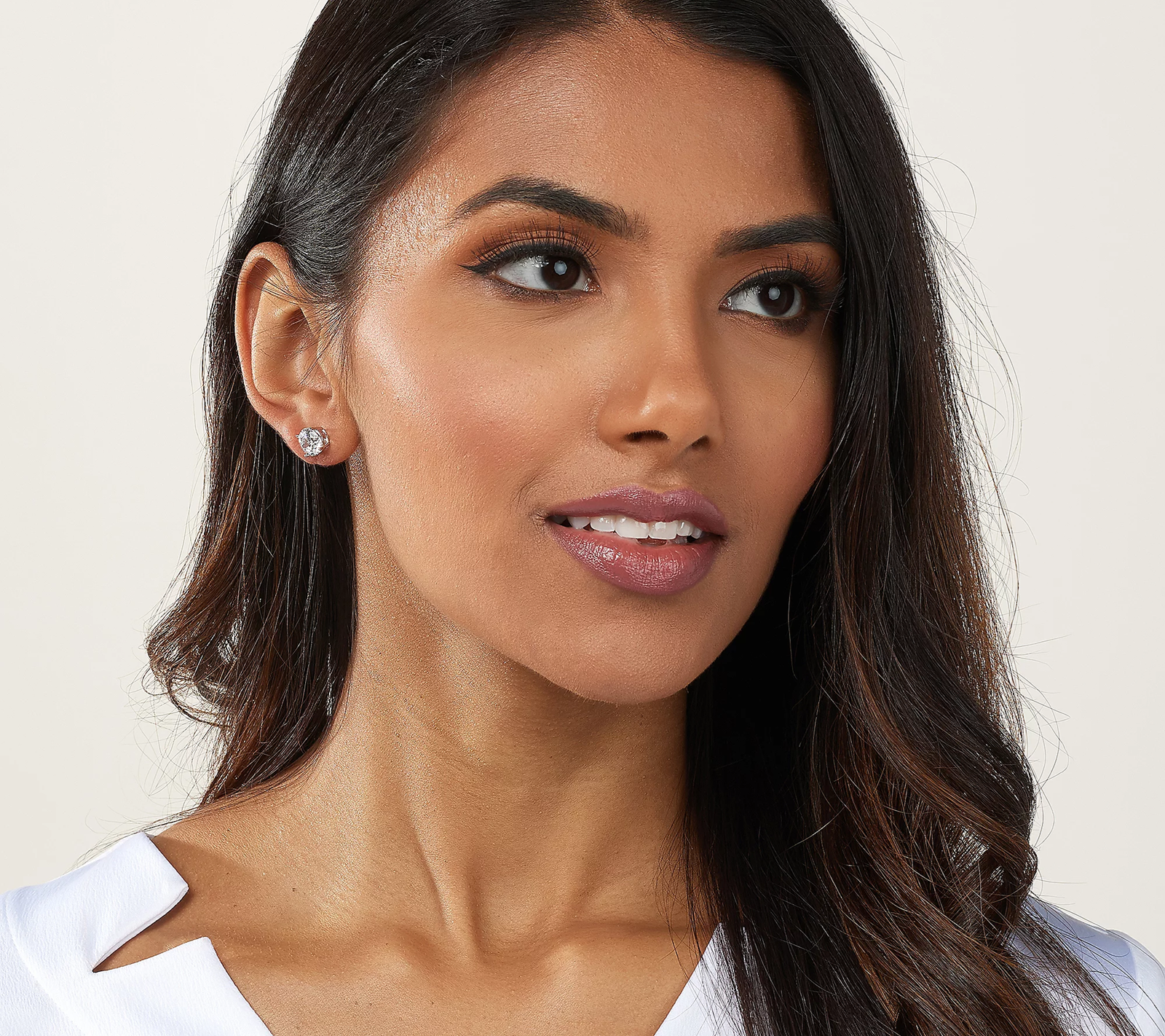 Diamonique  Sterling Silver Set of 5 100 Facet Round-Cut Studs