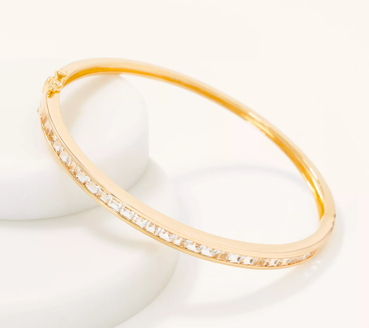 Affinity Gems Choice of Gem 14K Gold Plated Hinged Bangle, 2.85-3.60 cttw, 6-3/4"