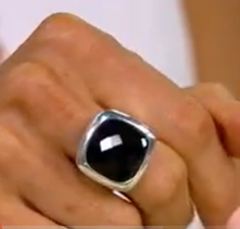 UltraFineSilver Bold Faceted Black Onyx Gemstone Solitaire Ring Size 6