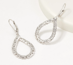 Sterling Silver Byzantine Teardrop Hoop 1-3/4" Earrings by Silver Style