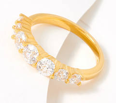 Diamonique Gold-Over Sterling Silver 100 Facet 7 Graduated Stone Ring Size 9
