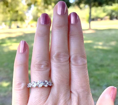 Diamonique 100 Facet 7 Graduated Stone Ring, Sterling Silver, Size 7