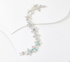 Kirks Folly Aurora Borealis Starlight Floral Lace Silver Tone Bracelet, 7-1/4"L