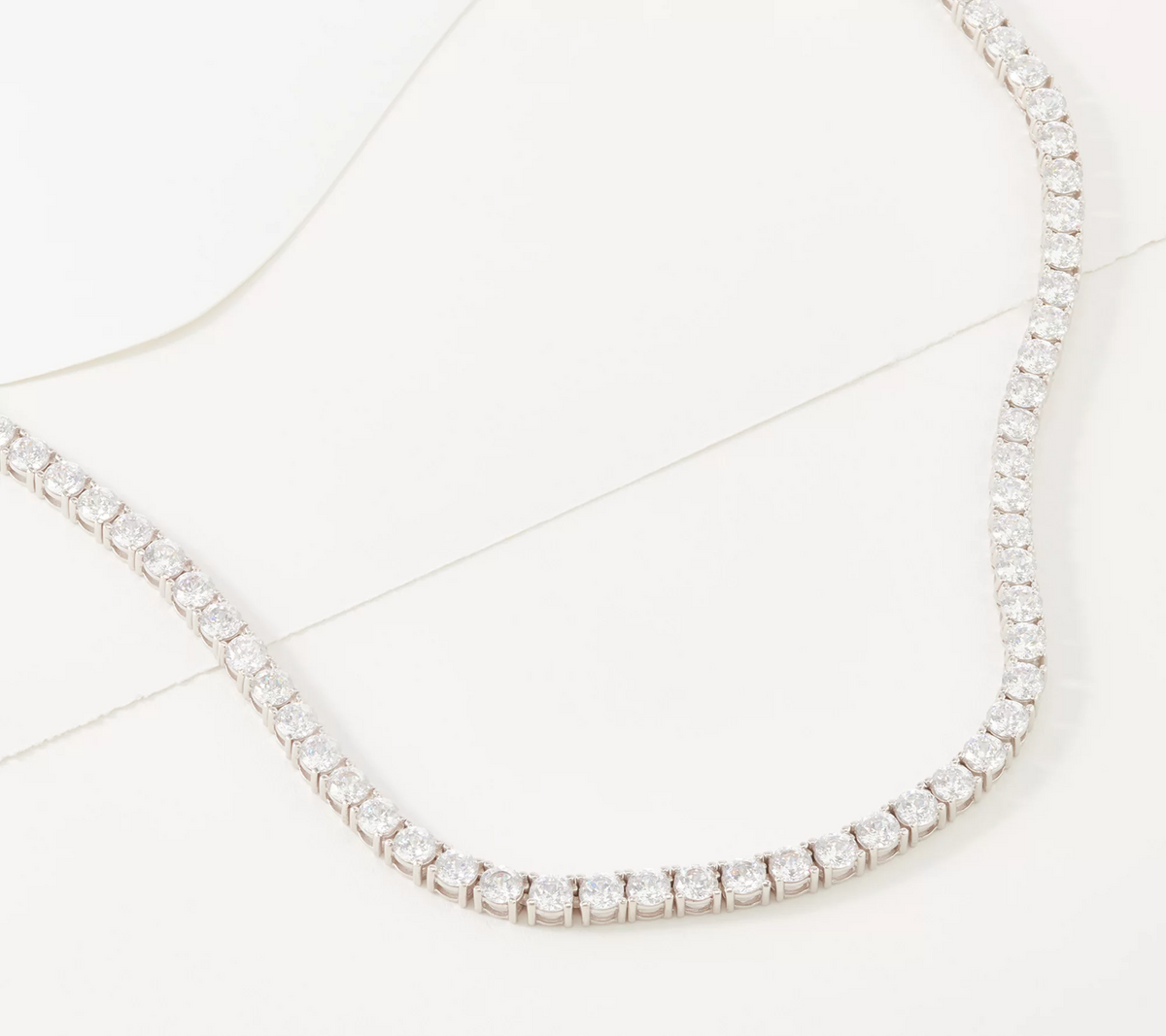 Diamonique 100 Facet 16" Tennis Necklace, Platinum Clad