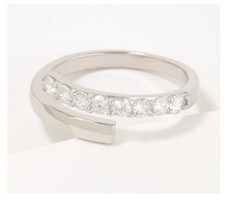 Diamonique Sterling Silver Pave Wrap-Around Band Ring, Size 6