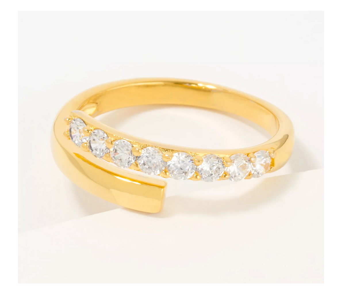Diamonique Sterling Silver Goldclad Pave Wrap-Around Band Ring, Size 7