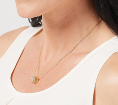 Diamonique Huggie Hoops & Barrel 14K gold-plated Sterling Silver Necklace Set