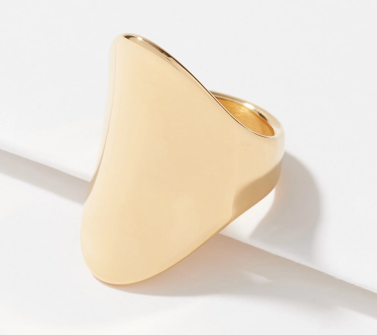 Oro Nuovo 14K Gold Over Resin Polished Concave Oval Ring, Size 6