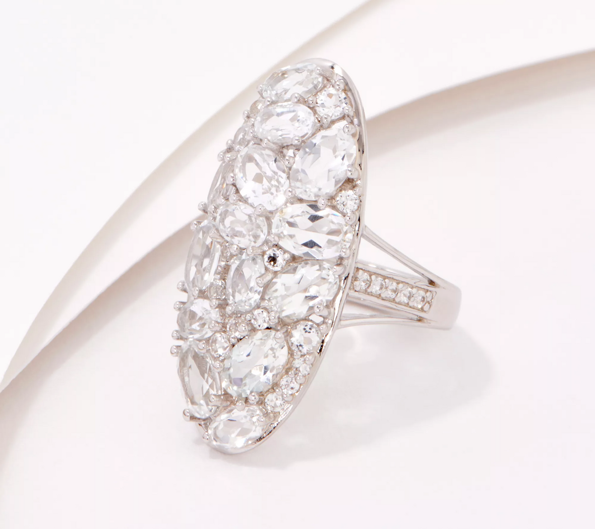 Affinity Gems  Sterling Silver White Topaz Cluster Ring Size 7