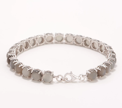 Affinity Gems Oval Cut Grey Moonstone Line Bracelet Sterling Silver, 6-3/4"