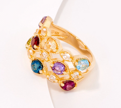 QVC Multi-Gemstone Multi Shape Sterling Silver Band Ring Size 7