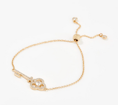 Diamonique x Lisa Mason "The Key" CZ Yellow Sterling Silver Adjustable Bracelet