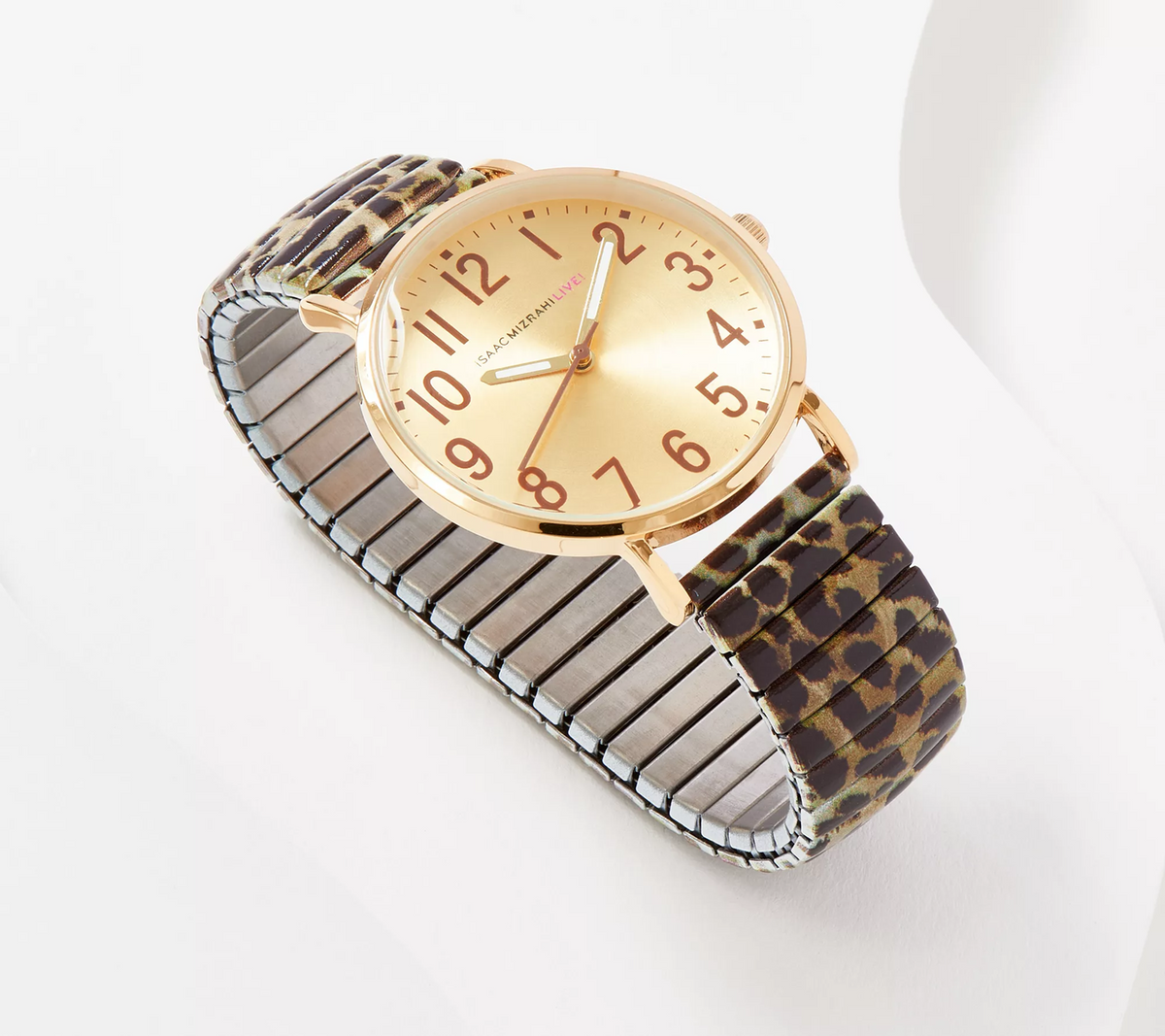 Isaac Mizrahi Live! Leopard Printed Expansion Stainless Steel Watch Avg