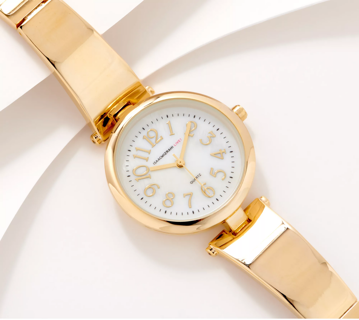 Isaac Mizrahi Live! Gold Tone Metal Bangle Link Watch
