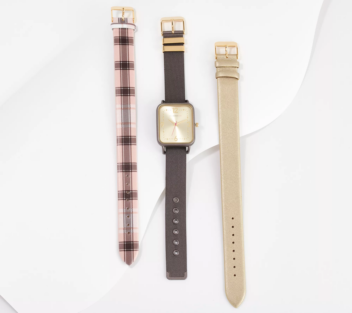 Isaac Mizrahi Live! Watch with S/3 Bronze Interchangeable Straps