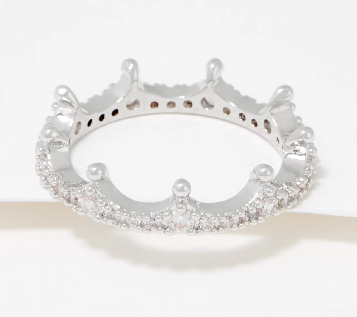 Diamonique x Zaxie Crown Ring, Silver Plated brass, Size 5
