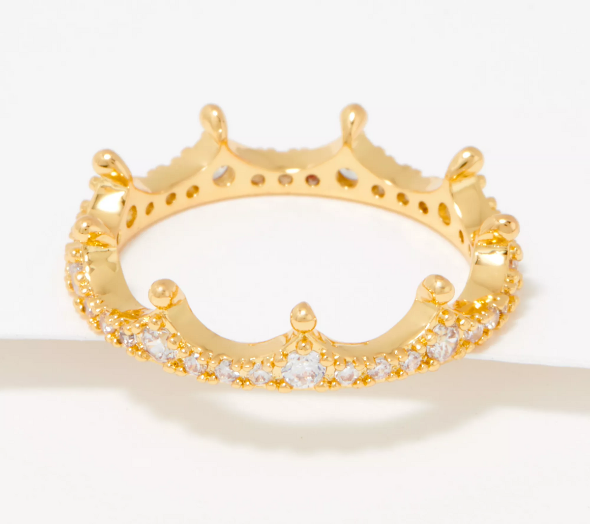 Diamonique x Zaxie Crown Ring, Gold Plated brass, Size 10