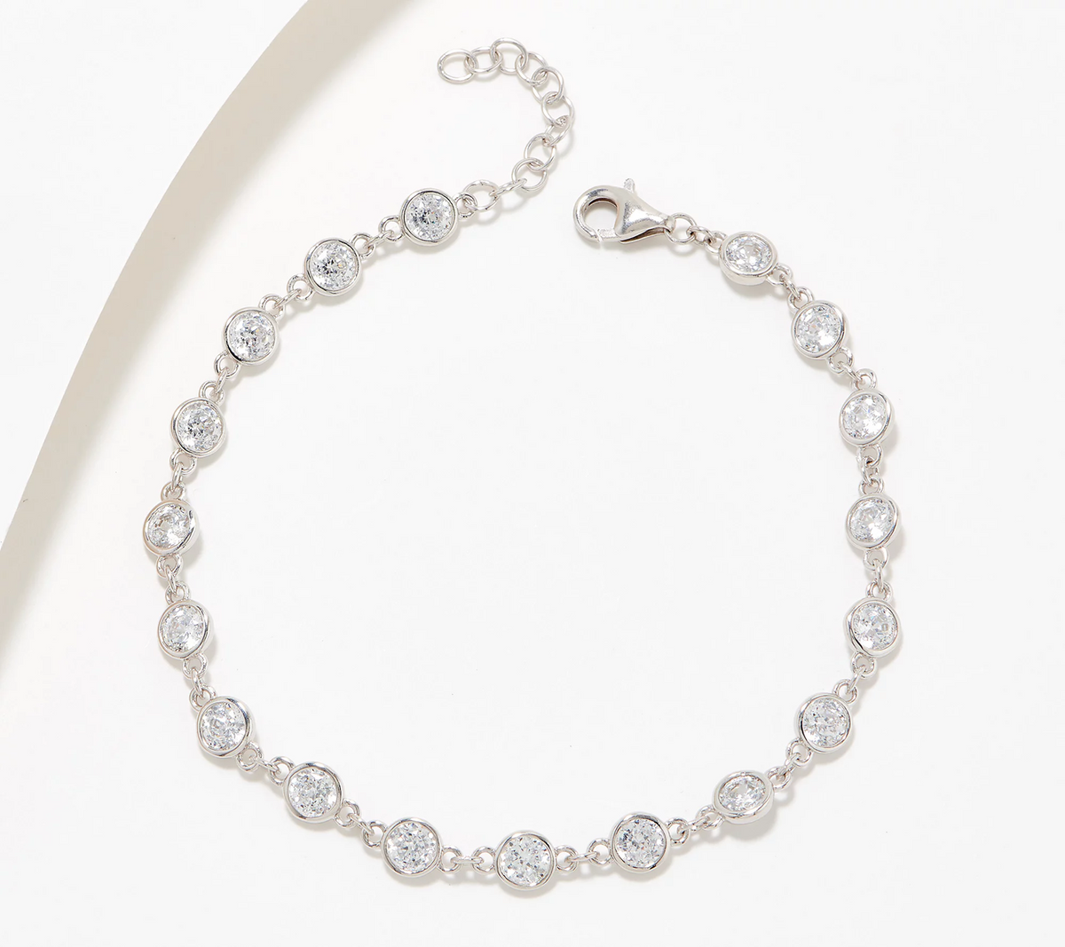 Diamonique- By-The-Yard 100 Facet Platinum Clad Tennis Bracelet 6-3/4"