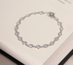 Diamonique- By-The-Yard 100 Facet Platinum Clad Tennis Bracelet 6-3/4"
