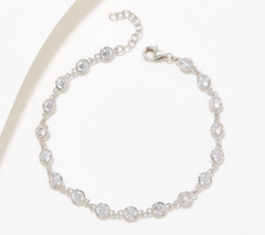 Diamonique- By-The-Yard 100 Facet Platinum Clad Tennis Bracelet 6-3/4"