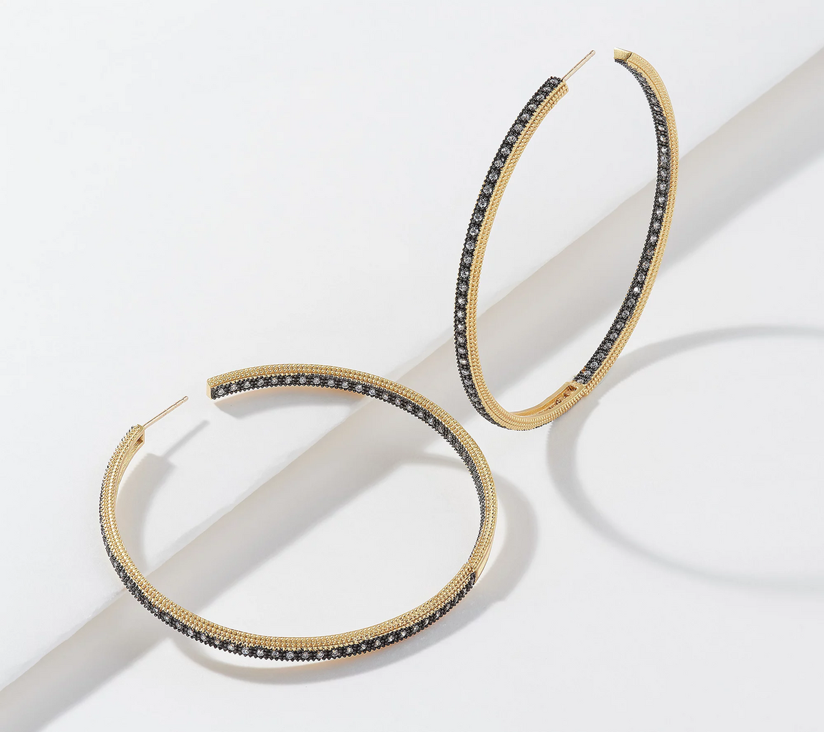 FREIDA ROTHMAN Gold Tone Sterling Silver Classic 60mm Hoop Earrings