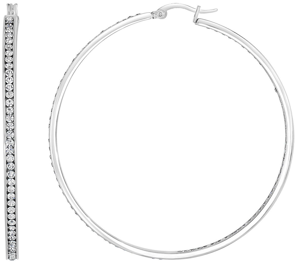 Stainless Steel Crystal Hoop Earrings