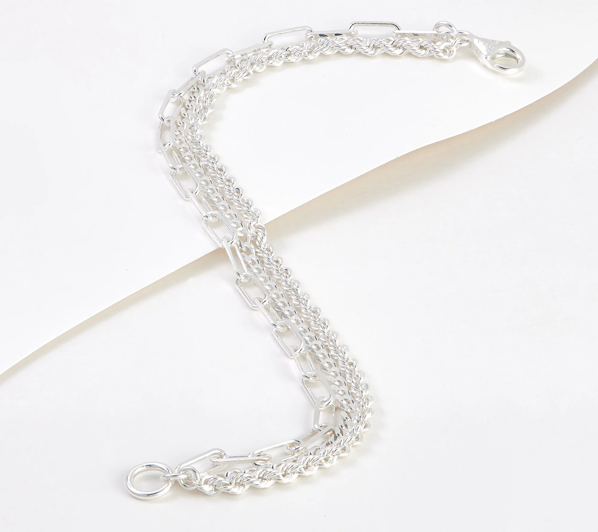 Pulsera de eslabones de cadena múltiple de plata 950 ultrafina, 8,5 g, grande