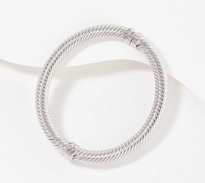 Sterling Silver Twisted Small Bangle Bracelet by Silver Style