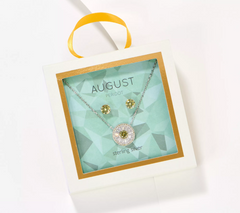 Diamonique August Peridot Birthstone Necklace & Studs Boxed Set