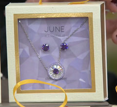 Diamonique July Alexandrite Birthstone Necklace & Studs Boxed Set
