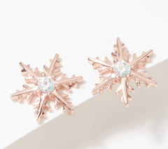 Diamonique Roseclad Sterling Silver Snowflake Earrings