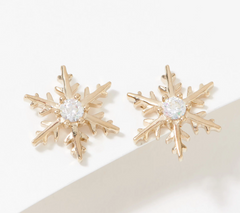Diamonique Goldclad Sterling Silver Snowflake Earrings