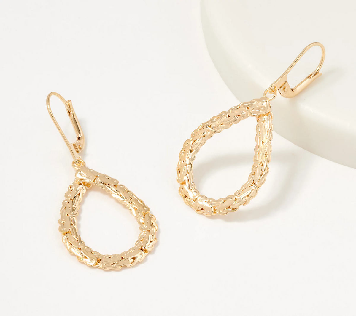 Gold-Plated Sterling Silver Byzantine Teardrop Hoop Earrings