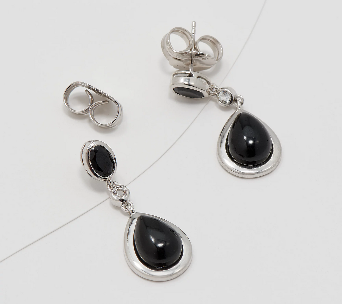 Generation Gems Sterling Silver Multi-Black Gemstone Drop Earrings