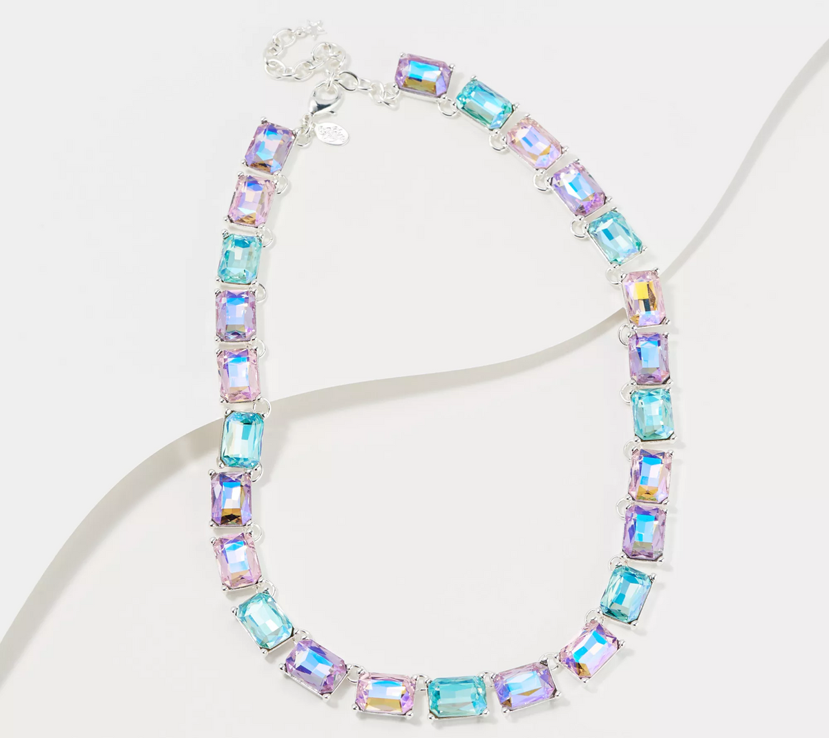 Kirks Folly Aurora Borealis Essentials Pastel Emerald Cut Slvertone Necklace