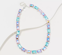 Kirks Folly Aurora Borealis Essentials Pastel Emerald Cut Slvertone Necklace