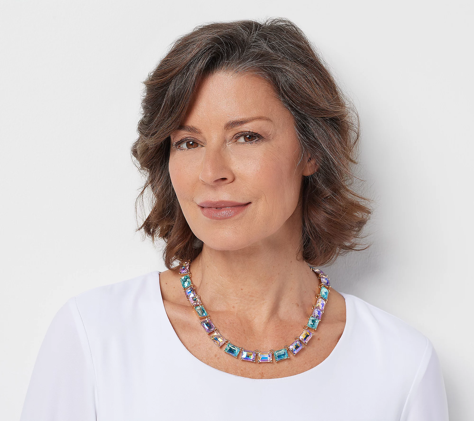 Kirks Folly Aurora Borealis Essentials Pastel Emerald Cut Goldtone Necklace