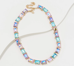 Kirks Folly Aurora Borealis Essentials Pastel Emerald Cut Goldtone Necklace