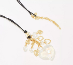 Kirks Folly Be Still My Heart 32" Black Cord Goltone Necklace