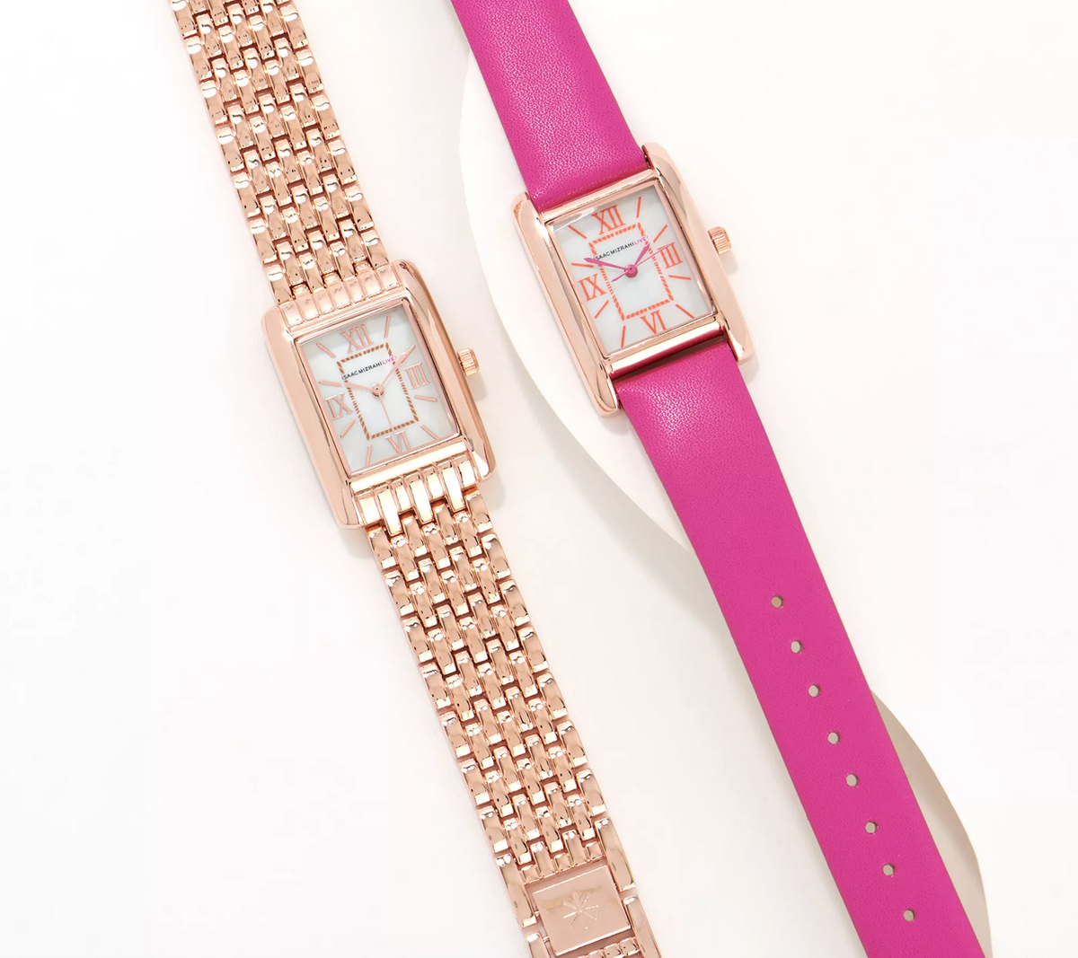 Isaac Mizrahi Live! Set of 2 Pink/Rose Tone Watches