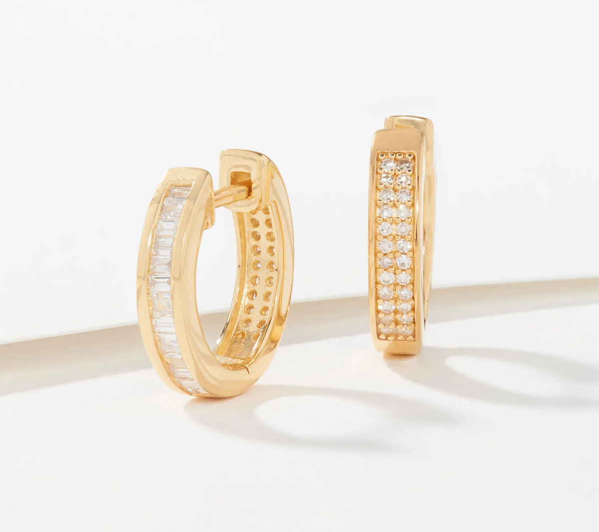 Affinity 14K gold-plated Sterling Silver Diamonds Reversible Hoop Earrings