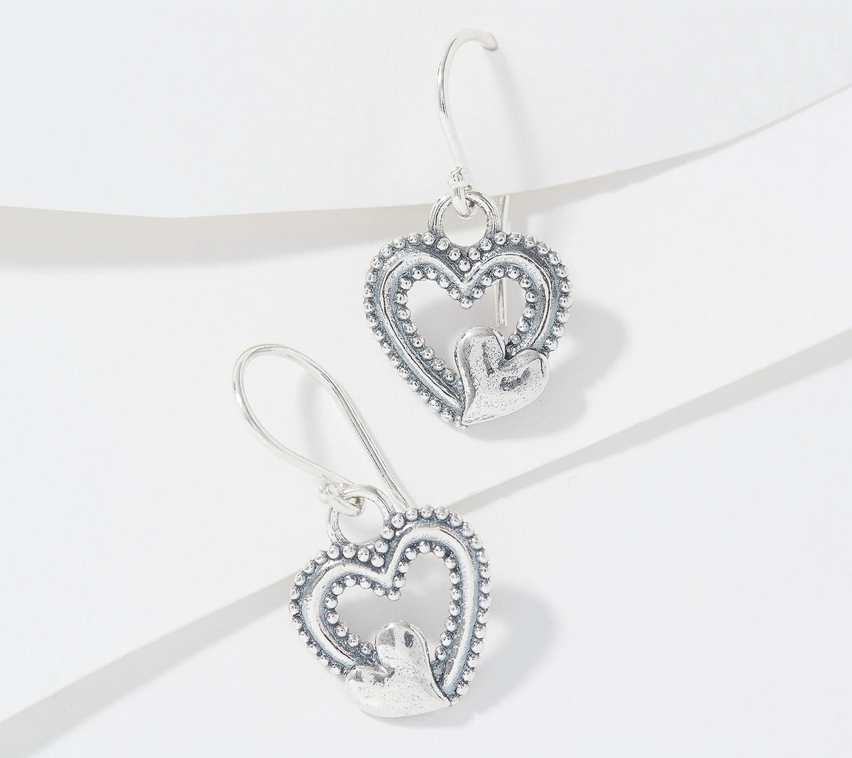 Or Paz Sterling Silver Double Heart Earrings
